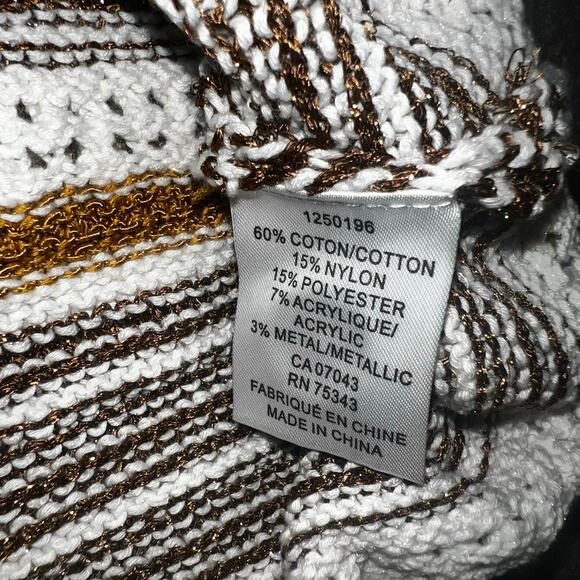 HOUSE OF HARLOW 1960 Crochet Knit striped puff sleeve Crop sweater Cardigan LRG - Picture 8 of 10